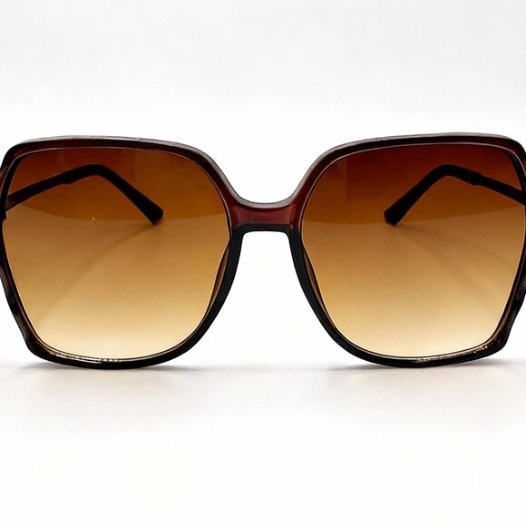 NEW Simplistic SQUARE Iconic Glam Oversized Designer Style Sunglasses Brown - Picture 2 of 5